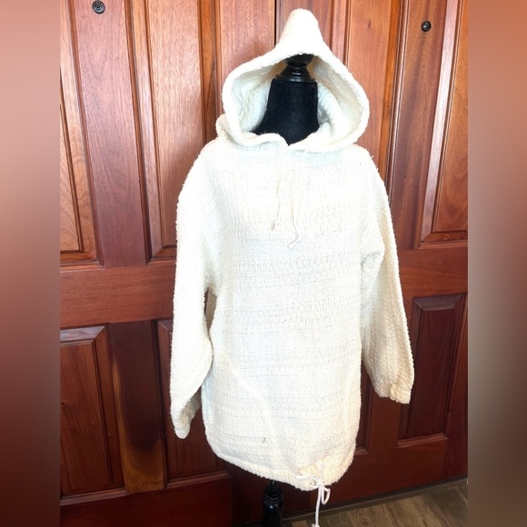 earth ragz Tops - Earth Ragz Pullover Hoodie Sz M Ivory Textured 100% Recycled Fibers Mexico